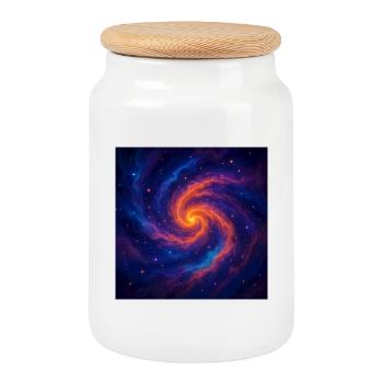 Vortex galactique dans l’espace - Boîte à biscuits avec couvercle en bois - blanc - Devant