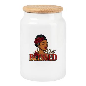 Portrait de femme élégante avec chapelet - Boîte à biscuits avec couvercle en bois - blanc - Devant