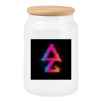 Neon Glitch Triangle Aura - Cookie Jar with Wooden Lid - white - Front