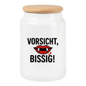 Vampirische Warnung Bloody Style - Keksdose mit Holzdeckel - Weiß - Vorne