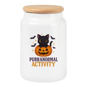 😸 Purranormal Activity – Süßes  Kätzchen - Keksdose mit Holzdeckel - Weiß - Vorne