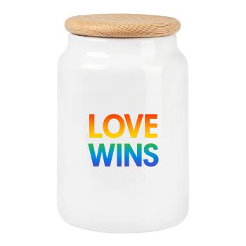 Fierté Arc-en-ciel Amour Égalité Diversité Queer - Boîte à biscuits avec couvercle en bois - blanc - Devant