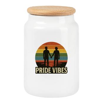 Fierté Arc-en-ciel Amour Égalité Diversité Queer - Boîte à biscuits avec couvercle en bois - blanc - Devant