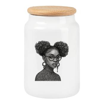 Reine Moderne - Boîte à biscuits avec couvercle en bois - blanc - Devant