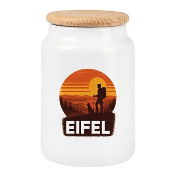 Eifel T-Shirt Wanderlust Natur Berge Outdoor Abent - Keksdose mit Holzdeckel - Weiß - Vorne