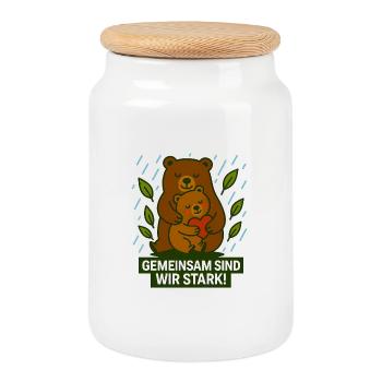 Gemeinsam_sind_wird_Stark - Keksdose mit Holzdeckel - Weiß - Vorne