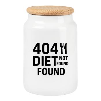404 Diet Not Found – Funny Design - Cookie Jar with Wooden Lid - white - Front