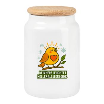 Dein_Herz_leuchtet_heller_als_jede_Sonne - Cookie Jar with Wooden Lid - white - Front