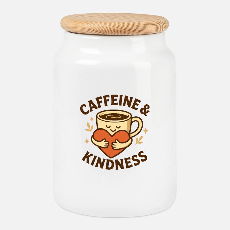 Caffeine and kindness - Keksdose mit Holzdeckel - Weiß