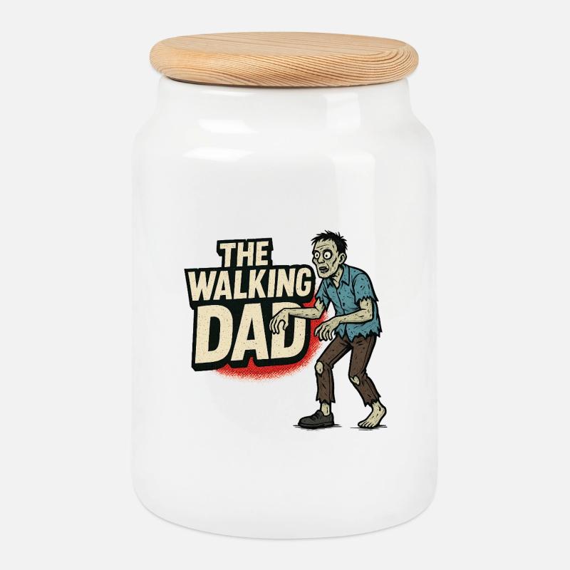 Zombie Dad - Cookie Jar with Wooden Lid - white
