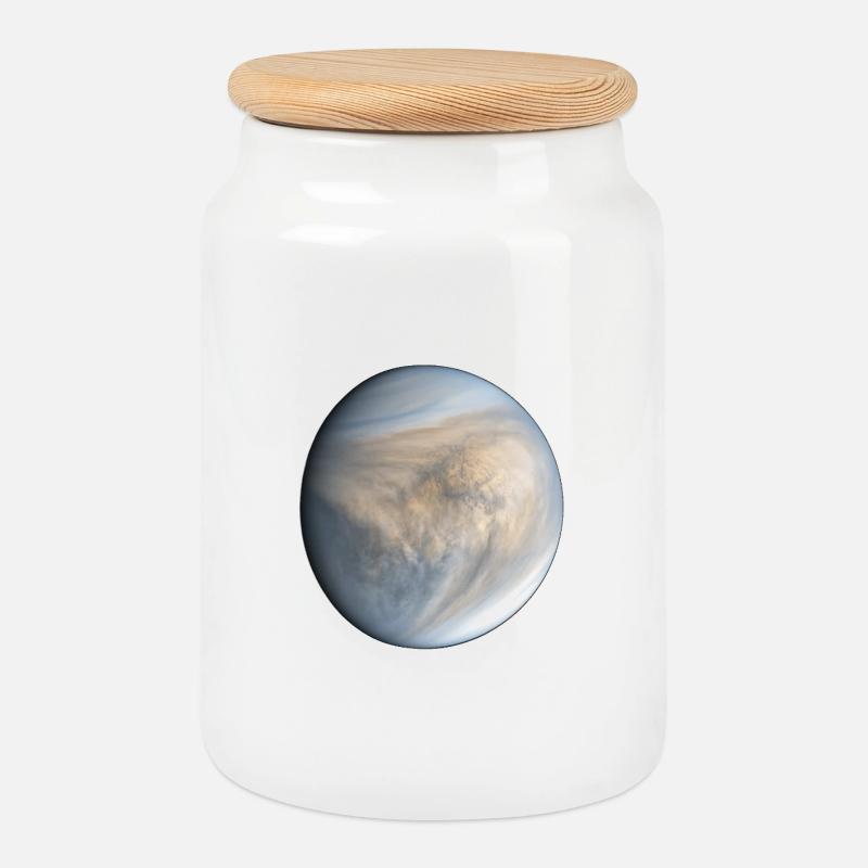Venus-Planet - Keksdose mit Holzdeckel - Weiß