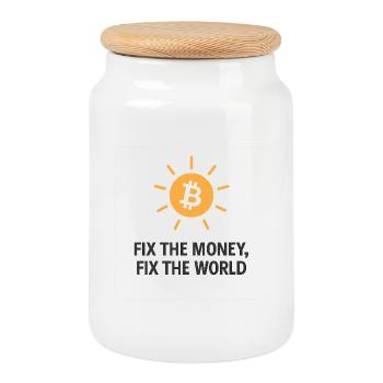 Fix_the_money - Cookie Jar with Wooden Lid - white - Front