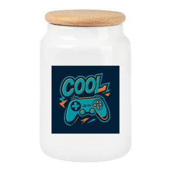 Gaming Vibe Retro Design - Keksdose mit Holzdeckel - Weiß - Vorne
