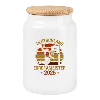 Basketball Europameister 2025 super cool - Keksdose mit Holzdeckel - Weiß - Vorne