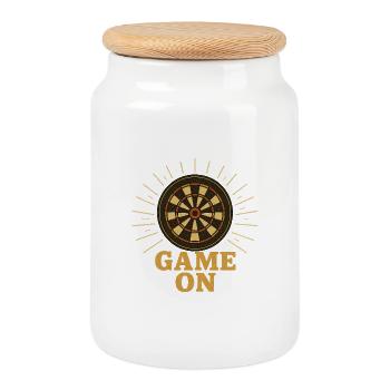 Jeu de fléchettes Chemise - Boîte à biscuits avec couvercle en bois - blanc - Devant