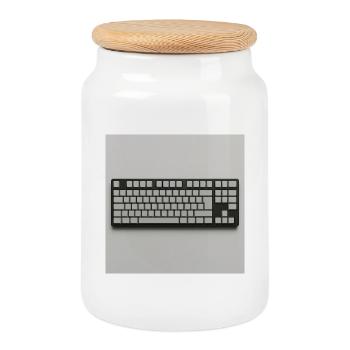 Minimalist Keyboard - Cookie Jar with Wooden Lid - white - Front
