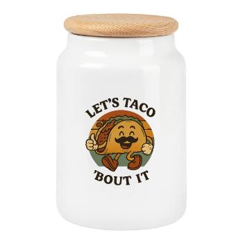 Let’s Taco About It - Keksdose mit Holzdeckel - Weiß - Vorne