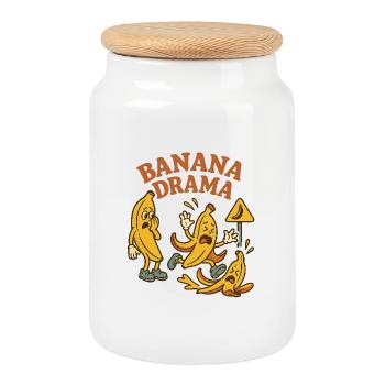 Banana Drama Cartoon Trio - Keksdose mit Holzdeckel - Weiß - Vorne