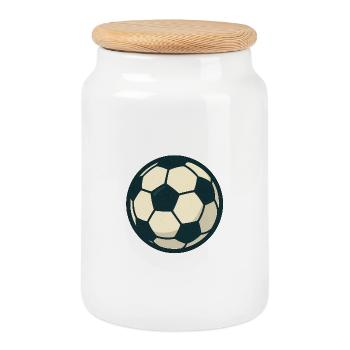 Illustration de ballon de football rétro - Boîte à biscuits avec couvercle en bois - blanc - Devant