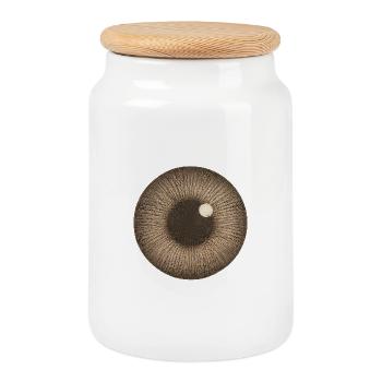 Iris brun gros plan - Boîte à biscuits avec couvercle en bois - blanc - Devant