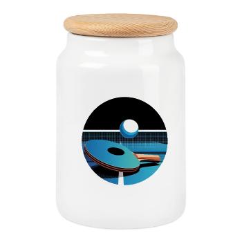 Pingpong Vektor Blau Tischtennis Flair - Keksdose mit Holzdeckel - Weiß - Vorne