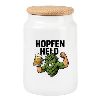 Lustiger Hopfen Mit Bierkrug Oktober-Fest  - Keksdose mit Holzdeckel - Weiß - Vorne