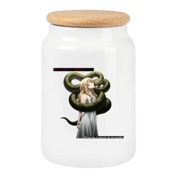 Séduction du serpent - Boîte à biscuits avec couvercle en bois - blanc - Devant