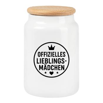 T-Shirt "Official Favorite Girl" - Cookie Jar with Wooden Lid - white - Front