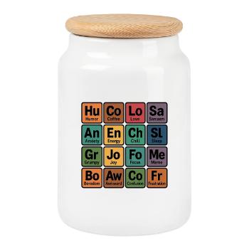 Colorful Emotion Squares - Cookie Jar with Wooden Lid - white - Front