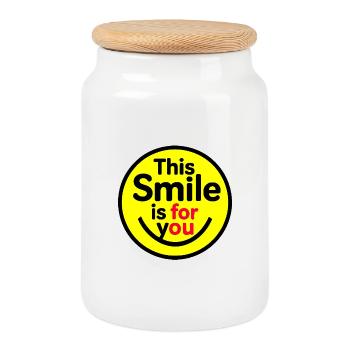 This Smile is for You - Cookie Jar with Wooden Lid - white - Front
