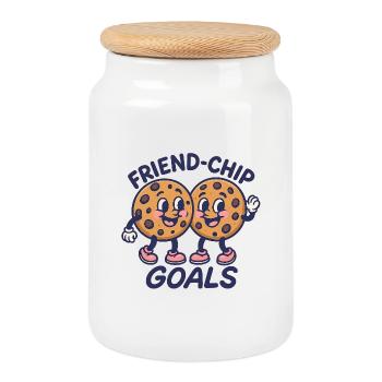 Friend-Chip Goals Cookie Friends - Boîte à biscuits avec couvercle en bois - blanc - Devant