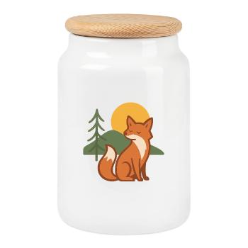 Forest fox at sunset - Cookie Jar with Wooden Lid - white - Front