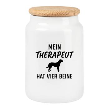 Chien, drôle - Boîte à biscuits avec couvercle en bois - blanc - Devant