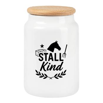 Stable Enfant, Cheval, Drôle - Boîte à biscuits avec couvercle en bois - blanc - Devant