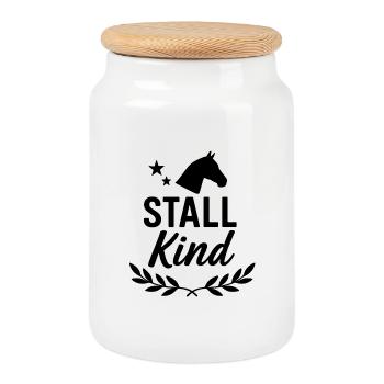 Pferd, Stallkind, lustig - Keksdose mit Holzdeckel - Weiß - Vorne