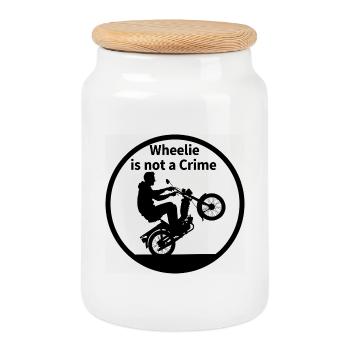 Wheelie is not a crime - Cookie Jar with Wooden Lid - white - Front