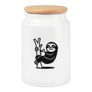 Illustration de paresseux - Boîte à biscuits avec couvercle en bois - blanc - Devant