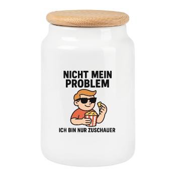 Not my problem viewer - Cookie Jar with Wooden Lid - white - Front