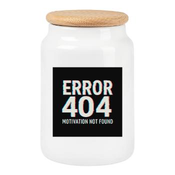Motivation 404 Glitch Retro - Keksdose mit Holzdeckel - Weiß - Vorne