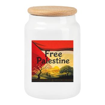 Palestine - Boîte à biscuits avec couvercle en bois - blanc - Devant