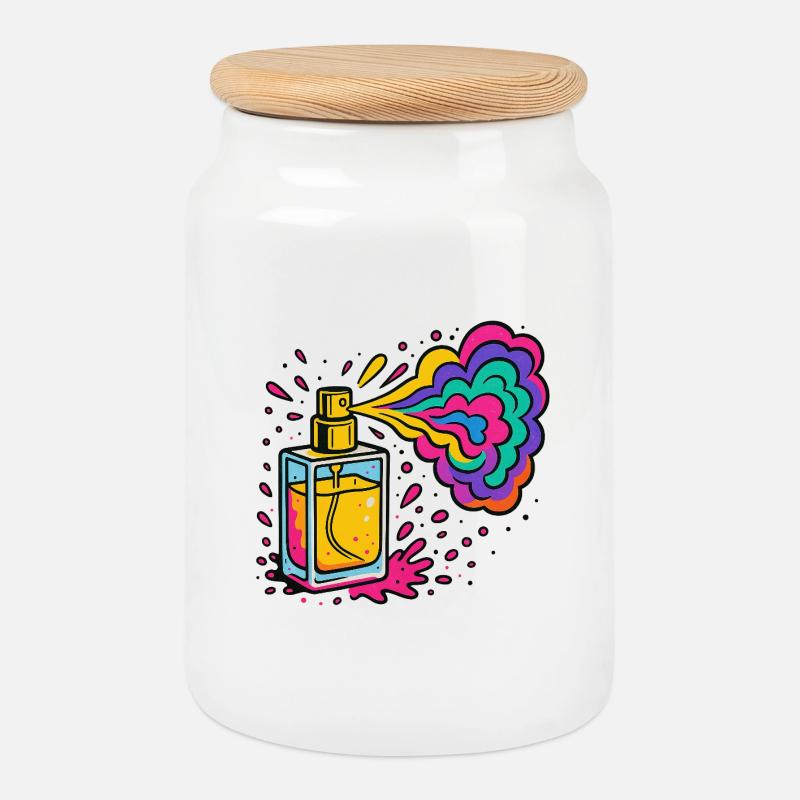 Neon Perfume Color Explosion - Cookie Jar with Wooden Lid - white