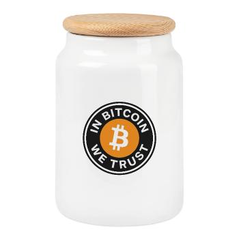 In Bitcoin we trust - Cookie Jar with Wooden Lid - white - Front