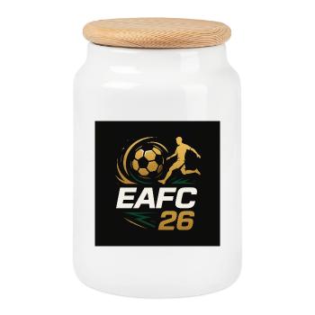 Coup de pied de football doré 26 - Boîte à biscuits avec couvercle en bois - blanc - Devant