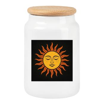 Face du Soleil - Boîte à biscuits avec couvercle en bois - blanc - Devant