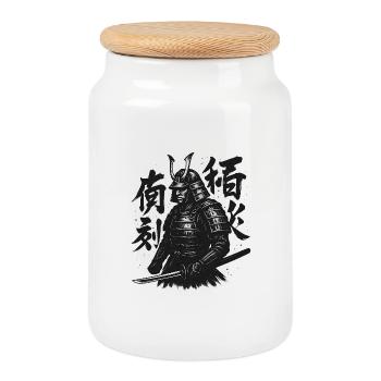 Art de la calligraphie de samouraï - Boîte à biscuits avec couvercle en bois - blanc - Devant