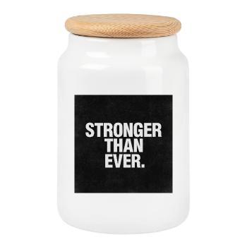 Stronger than ever - Cookie Jar with Wooden Lid - white - Front