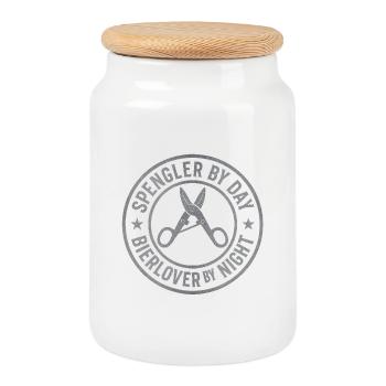 Barber Lover Day Night Seal - Cookie Jar with Wooden Lid - white - Front