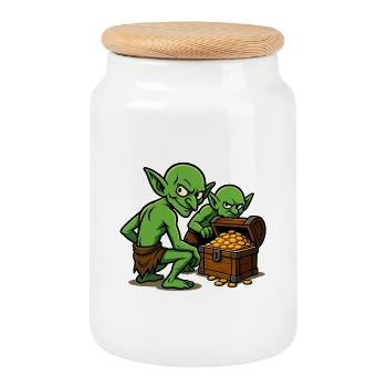 Trésor du Bouffon Vert - Boîte à biscuits avec couvercle en bois - blanc - Devant