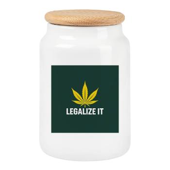 Fiche sur la légalisation du cannabis - Boîte à biscuits avec couvercle en bois - blanc - Devant