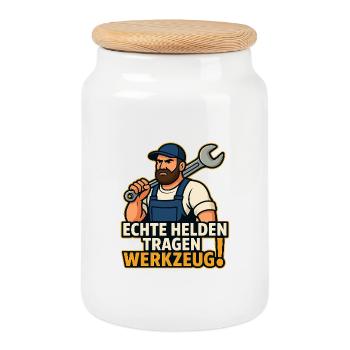 Outil de transport Real Hero - Boîte à biscuits avec couvercle en bois - blanc - Devant